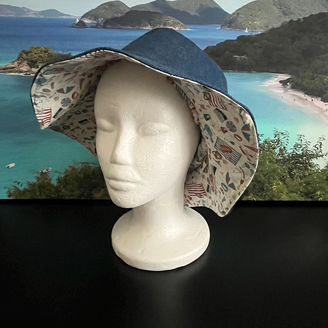 Bucket Beach Hat Reversible With Adjustable Drawstring - Etsy display picture 1