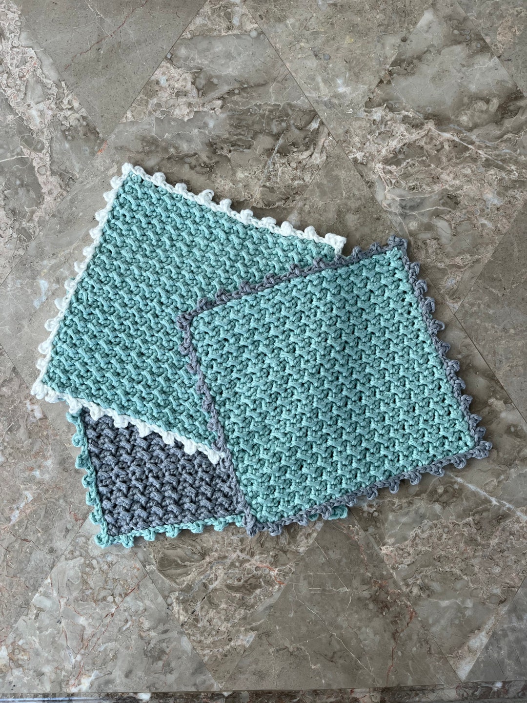 Set of 3 Textured Soft Cotton Washcloths Light Exfoliation Etsy