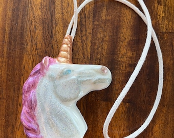 Unicorn Soap on a Rope Hand Painted Decorative Goat Milk Soap Fun Gift Bath Decor