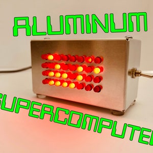 Small Supercomputer In Aluminum Case - Retro Computing - Random Flashing Lights Red LEDs