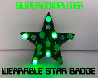 Superrechner Stern - LED Tragbares Anstecker Blau oder Grün