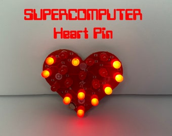 Superrechner Herz Pin - LED Wearable Badge