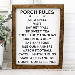 Porch Rules Outdoor Sign, Wood Sign Patio Decor, Southern Decor, Summer Porch, Wall Sign, Housewarming Gift, For Outdoor lover, Farmhouse