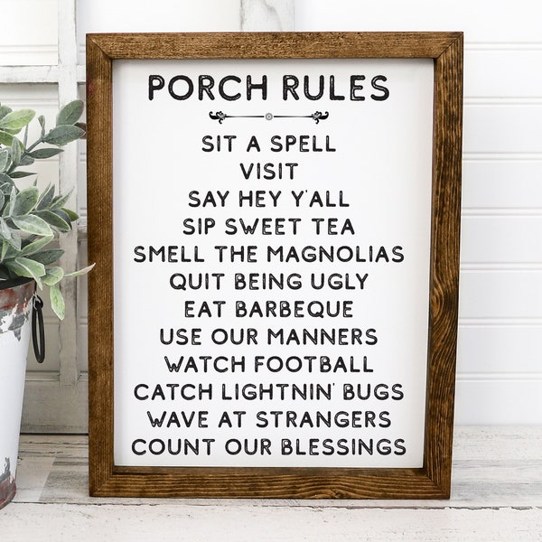 Porch Rules Sign Etsy