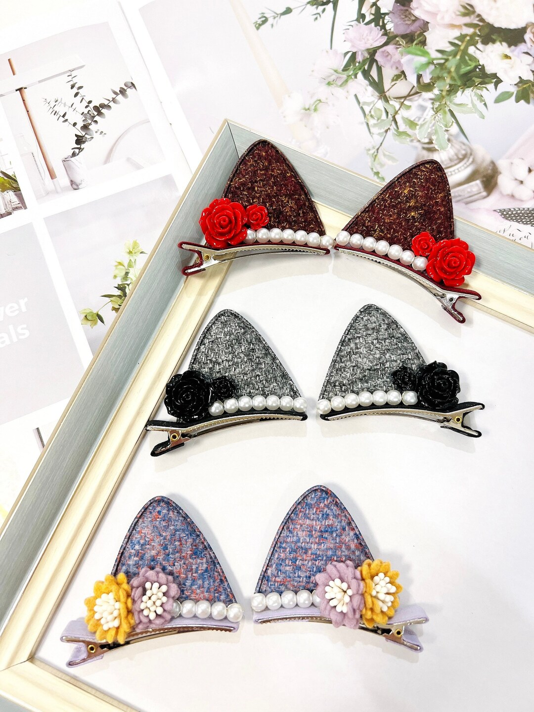 Cat Ears Clip Halloween Clip Animal Ears Clip Etsy