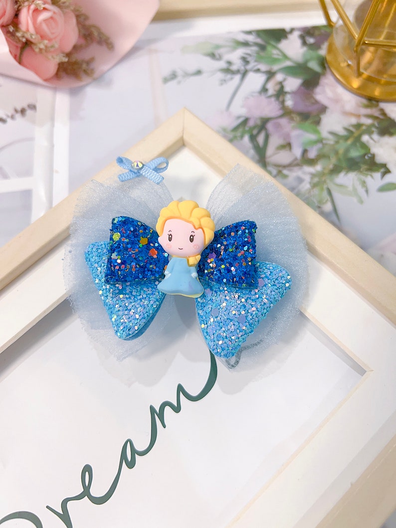 Elsa Inspired Bow Frozen Inspired Bow Princess Bow Blue - Etsy