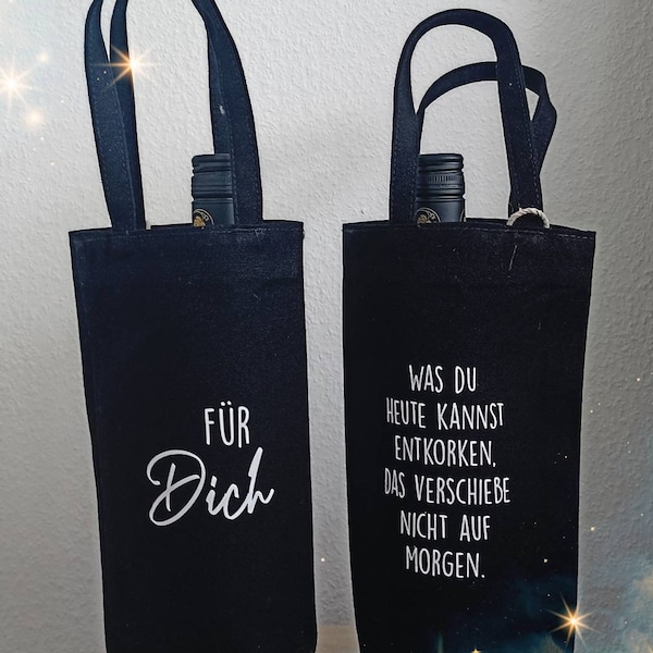 Bottlebag, Getränketasche, Geschenktasche für Wein, Baumwolltasche Flasche, Flaschentasche