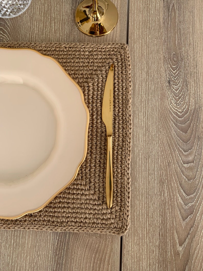 Farmhouse Rectangular Jute Placemats Crochet Jute Placemat Etsy