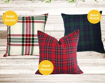 Tartan Pillow Cover: Holiday Plaid, Black Watch, Royal Stewart