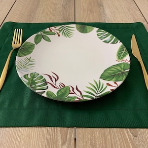 Dark Green Placemats, Green Placemat, Placemats Set of 6, Housewarming Gift