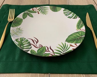 Dark Green Placemats, Green Placemat, Placemats Set of 6, Housewarming Gift