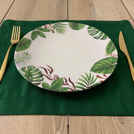 Dark Green Placemats Green Placemat Placemats Set of 6 Etsy