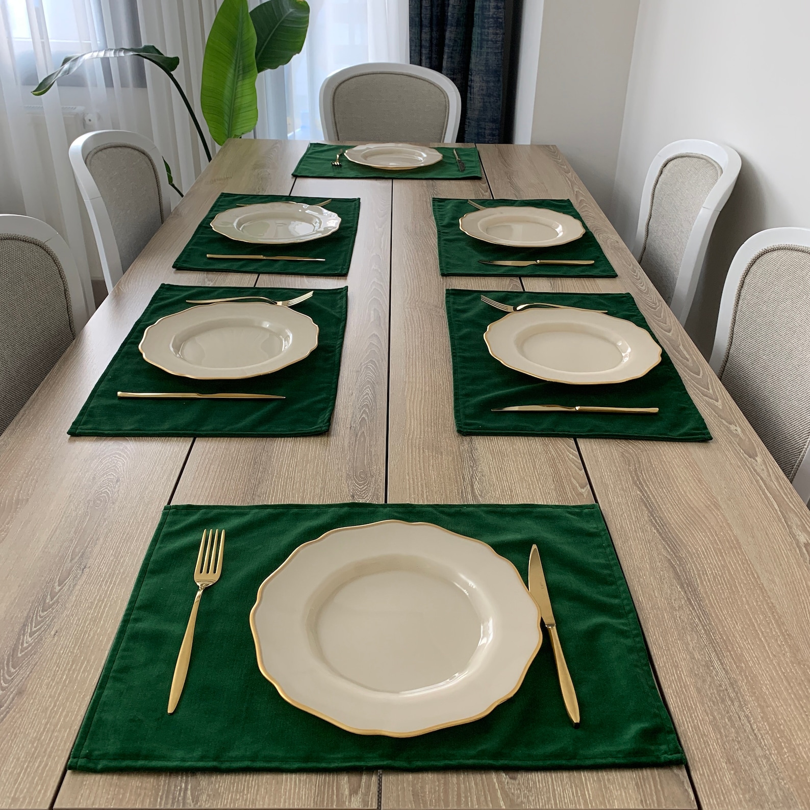 Emerald Green Velvet Placemat Velvet Placemats Set of 6 8 Etsy