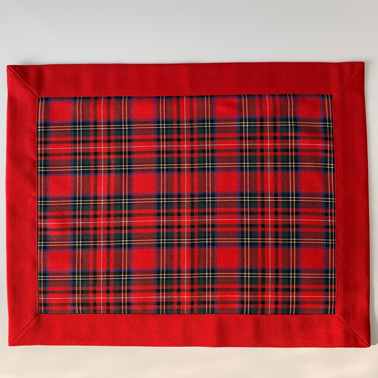 Red Christmas Placemats Doublesided Plaid Place Mat Brodie Etsy