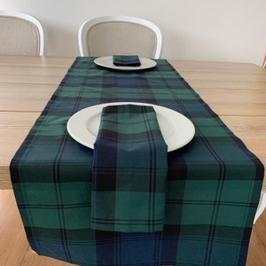 Blackwatch Plaid Table Runner and Napkins, Wedding Tartan Table Runner, Tartan Table Runner, Plaid Table Runner