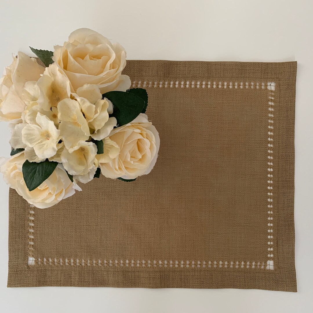 Fall Linen Placemats and Napkin Set, Natural Looking Linen Placemat