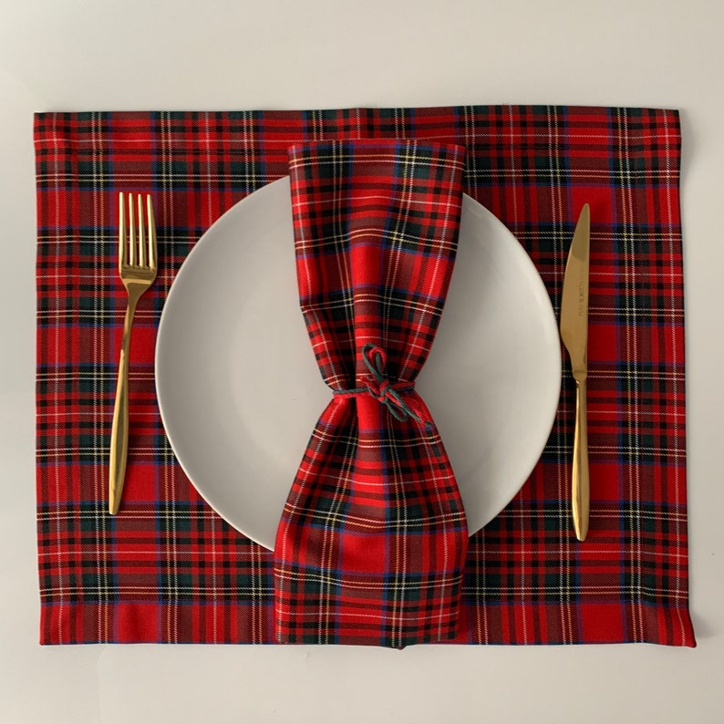 Christmas Plaid Placemat and Napkin Set Christmas Gifts for Etsy