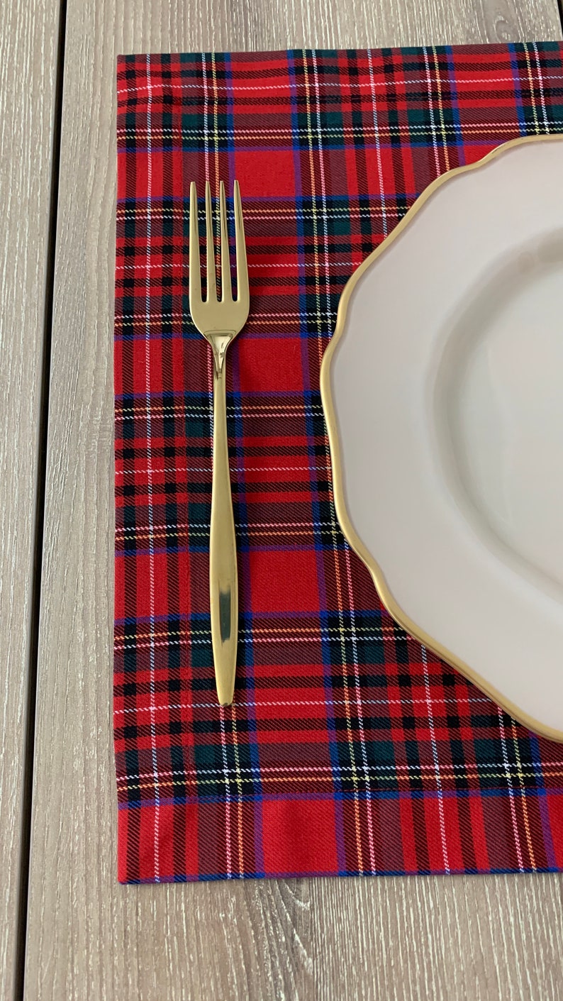 Red Plaid Holiday Placemat Birthday Gift for Moms Red Tartan Etsy