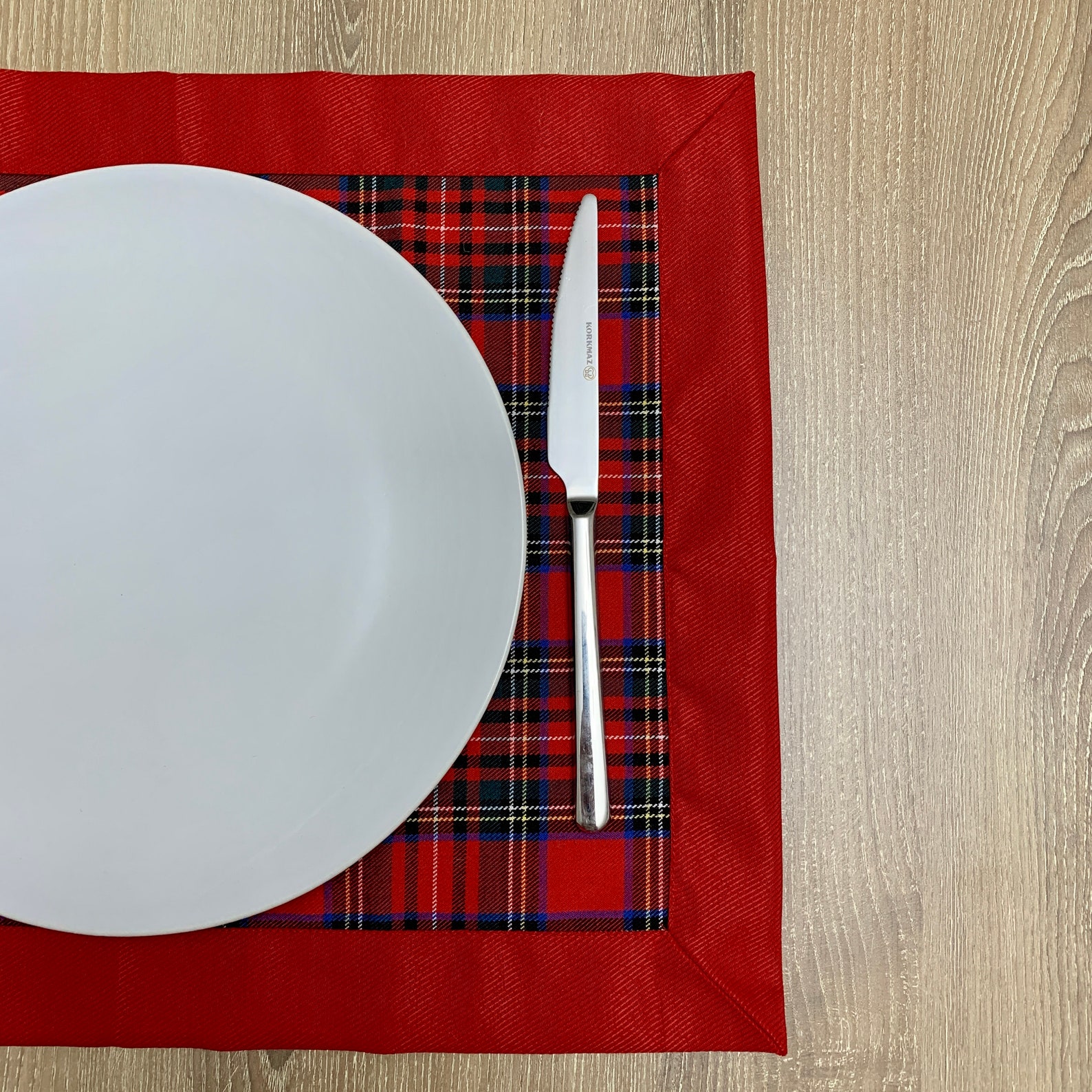 Red Christmas Placemats Doublesided Plaid Place Mat Brodie Etsy