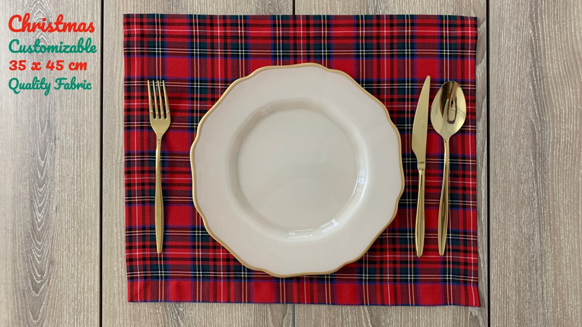 Red Plaid Holiday Placemat Birthday Gift for Moms Red Tartan Etsy