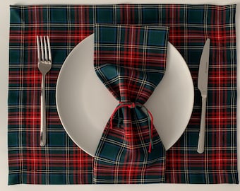 Grünes Tartan Tischset Weihnachten: Cabin Plaid Tischdekoration