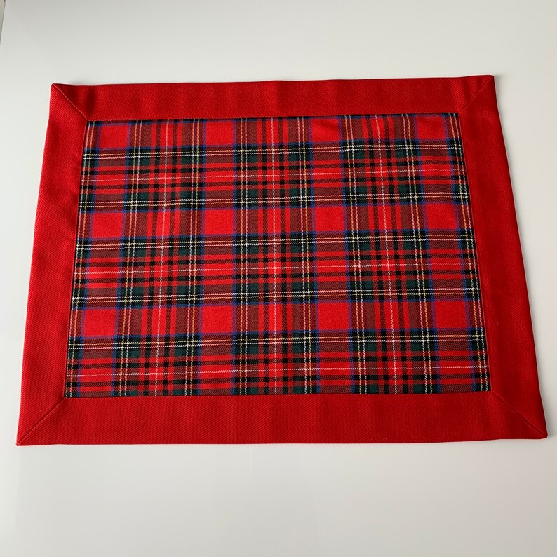 Red Christmas Placemats Doublesided Plaid Place Mat Brodie Etsy