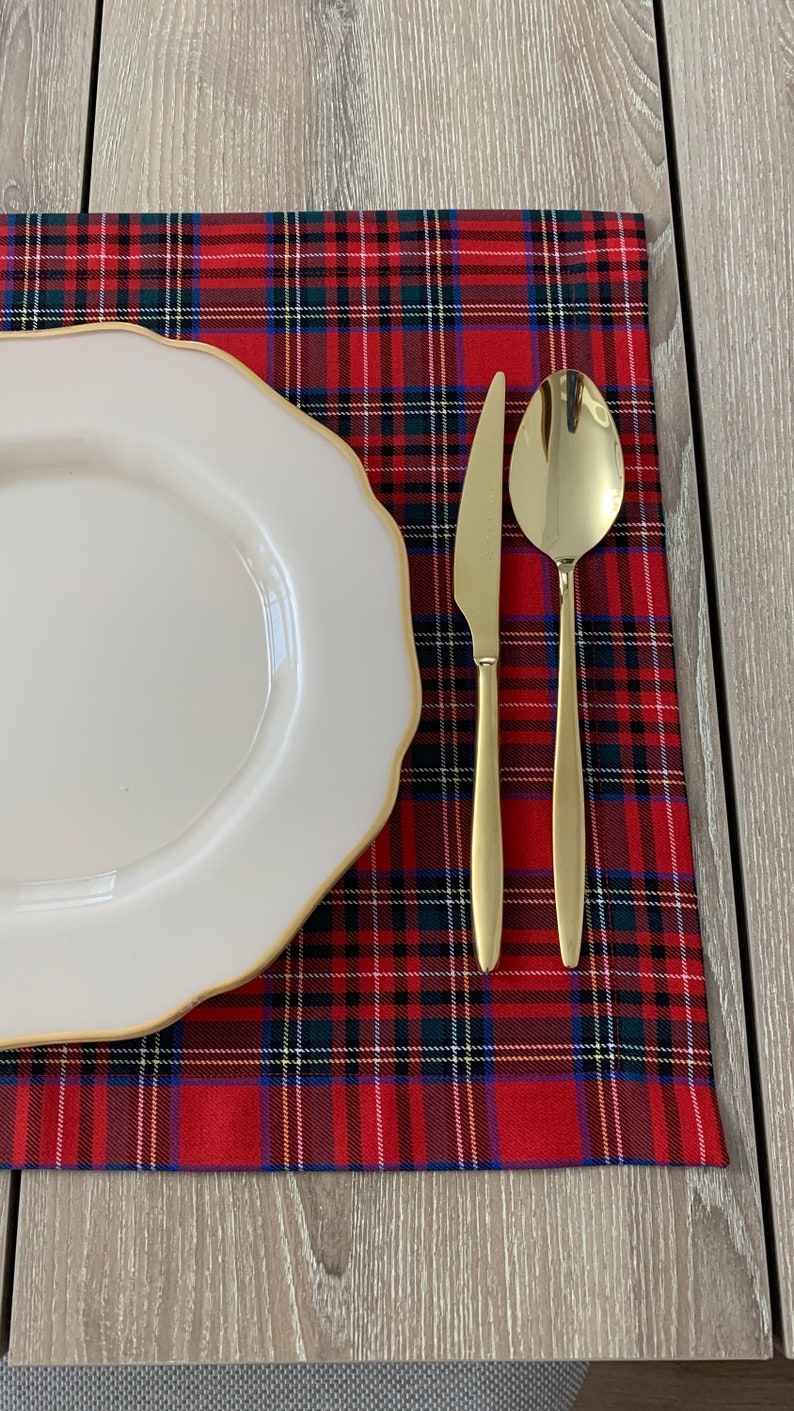 Red Plaid Holiday Placemat Birthday Gift for Moms Red Tartan Etsy