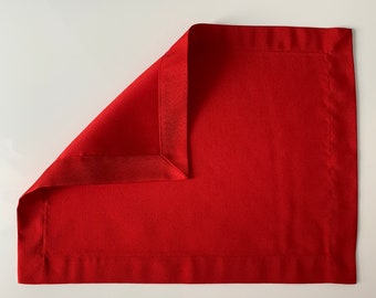 Solid Color Red Rectangle Placemats, Red Table Mat, Placemats Set of 6, Red Rectangular Placemats