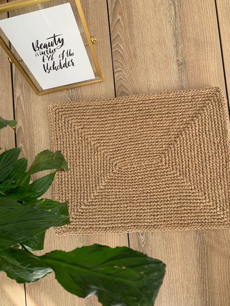 Farmhouse Rectangular Jute Placemats Crochet Jute Placemat Etsy