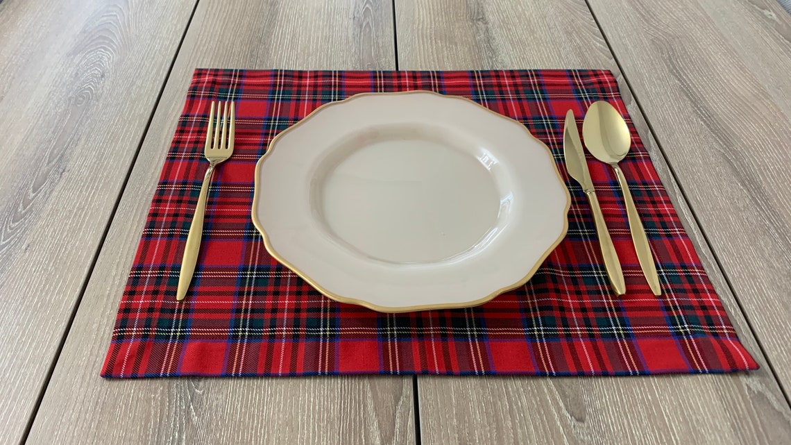 Red Plaid Holiday Placemat Birthday Gift for Moms Red Tartan Etsy