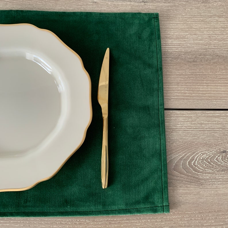 Emerald Green Velvet Placemat Velvet Placemats Set of 6 8 Etsy
