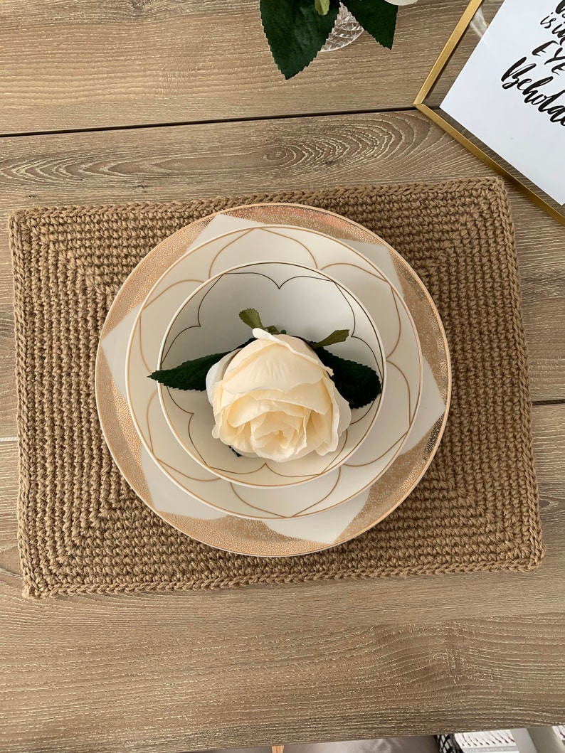 Farmhouse Rectangular Jute Placemats Crochet Jute Placemat Etsy