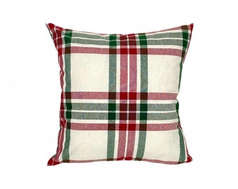 Red Green Plaid Unique Pillow Cover, Holiday Home Decor, Tartan Decorative Pillow Covers, Home Decor Tartan Fabric