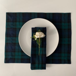 Black Watch Placemat and Napkin Set, Tartan Holiday Placemats and Napkins, Plaid Kitchen Decor, Housewarming Gift