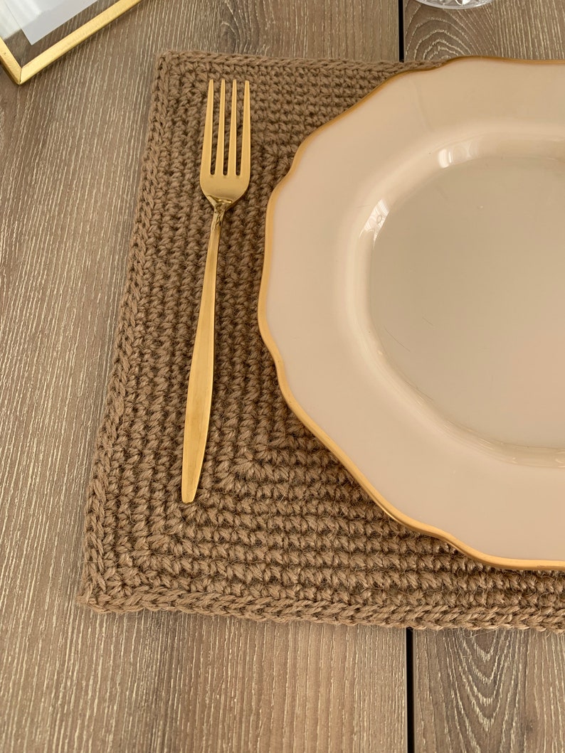 Farmhouse Rectangular Jute Placemats Crochet Jute Placemat Etsy