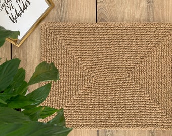 Farmhouse Rectangular Jute Placemats, Crochet Jute Placemat, Rustic Farmhouse Table Mats, Eco-Friendly Christmas Gift