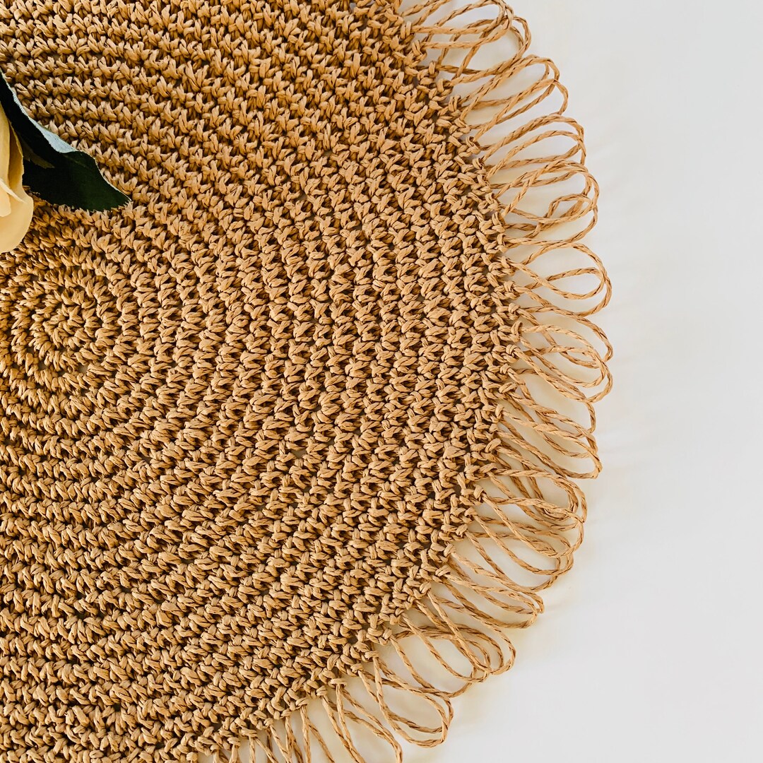 Rustic Round Raffia Crochet Placemats Handmade Gift for the - Etsy