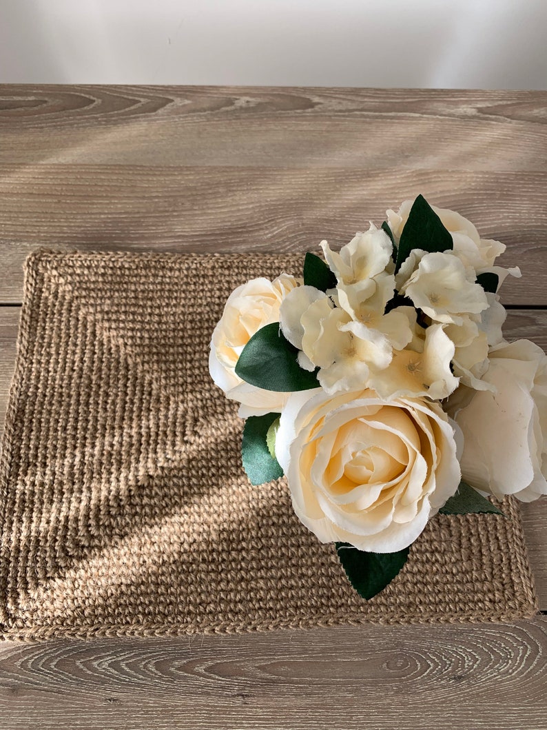 Farmhouse Rectangular Jute Placemats Crochet Jute Placemat Etsy