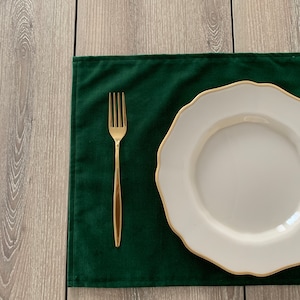 Green Velvet Xmas Placemat, Christmas Placemats, Set of 6 8 12, Green Blue Red Rectangular Placemat