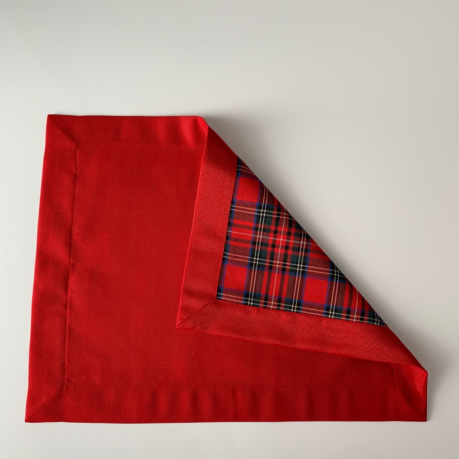 Red Christmas Placemats Doublesided Plaid Place Mat Brodie Etsy