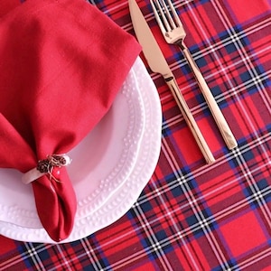 Tartan Christmas Tablecloth: Royal Stewart Plaid Holiday Table Cover
