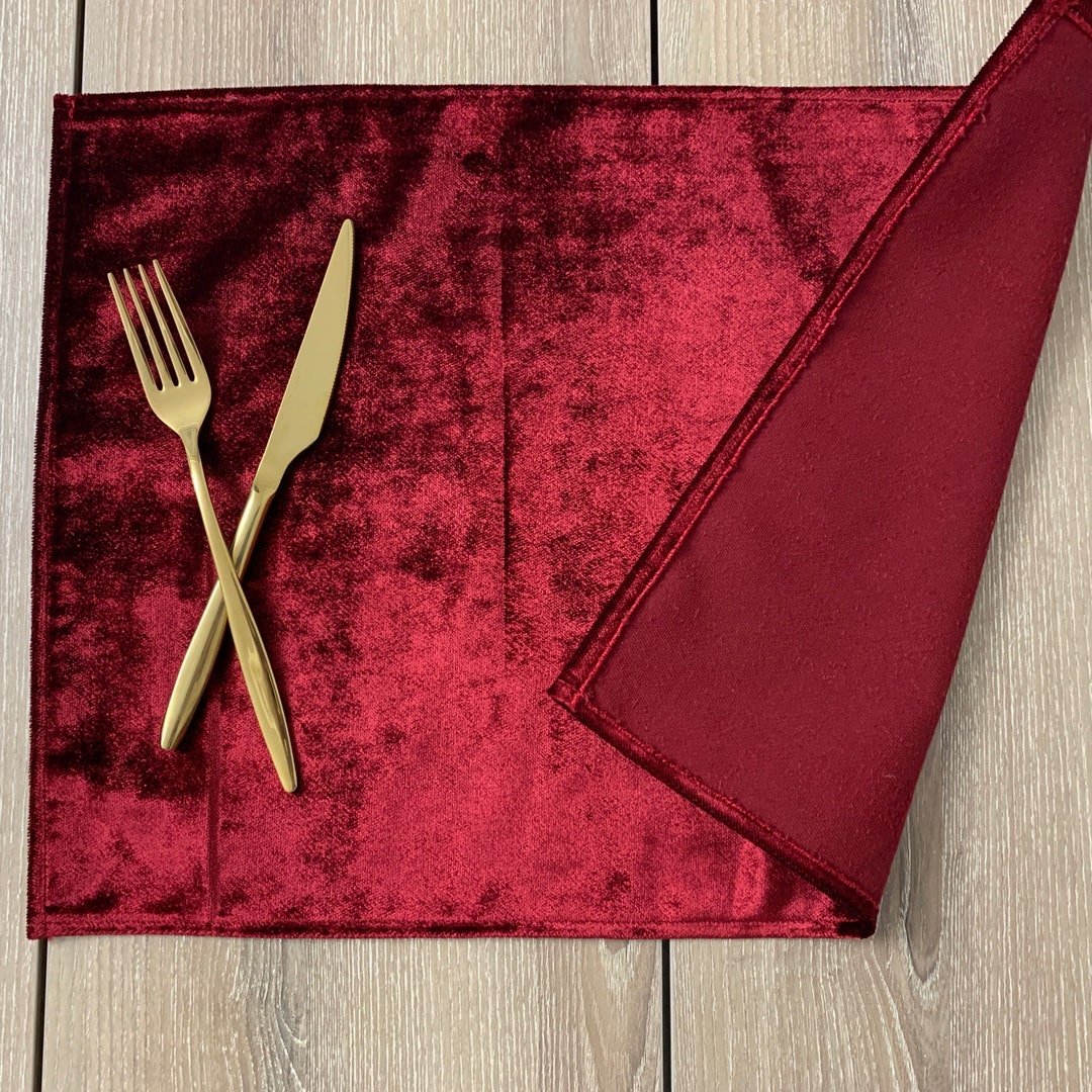 Red Velvet Placemat Gift for Her, Christmas Gift, Farmhouse Placemats