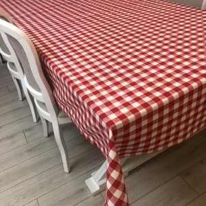 Red White Checkered Custom Tablecloth, Custom Sized Table Cloths, Black White Gingham Party Table Decor, Gingham Tablecloth