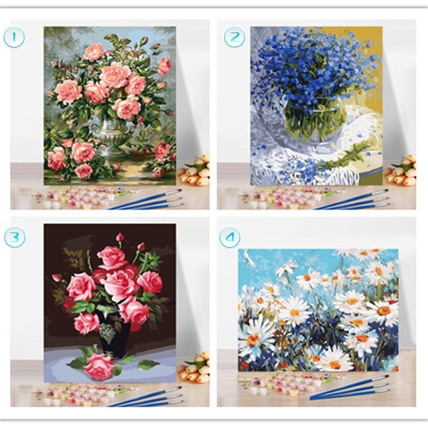 Paint by Numbers Flowers Etsy