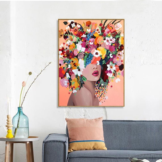 Flower Women Paint by Numbers Kit,diy 16x20 Inches Canvas Painting by Number  for Adults,home Decor,wall Art,personalized Gift,birthday Gift 