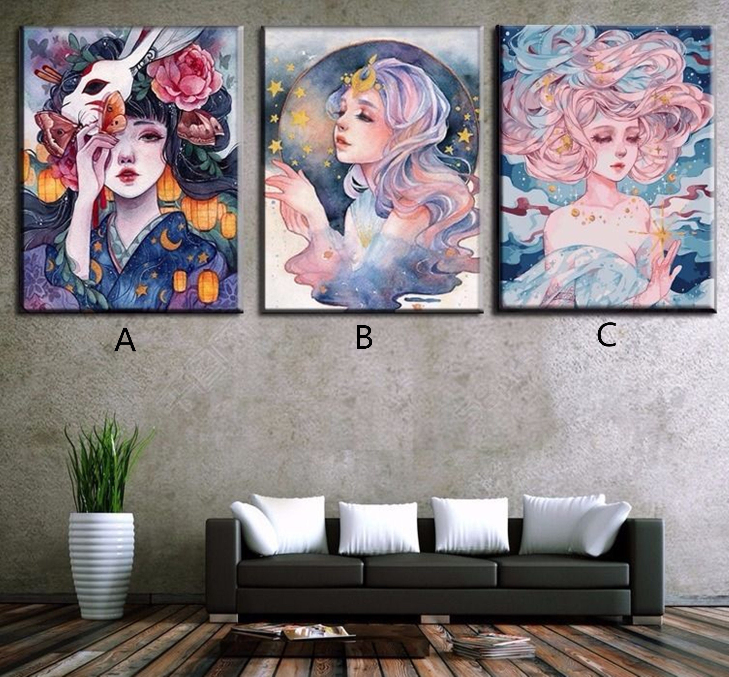 Canvas Wall Art Home Decoration 40X50Cm/15.80X 19.70 inch Without Framed TARIZPPG Paint by Numbers Kits for Adults And Kids DIY Oil Painting Digital Anime Girl And Dandelion 