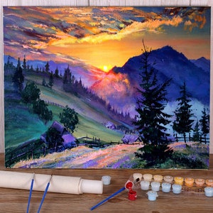 Landscape Evening - DIY Painting By Number For Adults,16x20 inches Canvas Paint By Number Numbers Kit,Personalized Gift,Birthday Gift