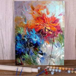Abstract Blue Orange Flower - Paint By Number Numbers Kit,Personalized Gift,DIY 16x20 inches Painting By Number For Adults,Home Decor