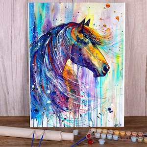 Animal Horse- DIY Coloring Painting By Number For Adults,16x20 inches Canvas Paint By Numbers Kit,Personalized Gift,Birthday Gift,Home Decor