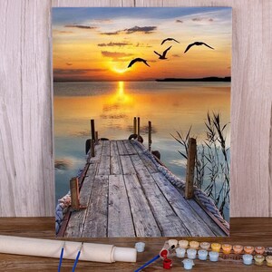 Landscape Sunset Beach - DIY Coloring Painting By Number For Adults,16x20 inches Canvas Paint By Numbers Kit,Personalized Gift,Birthday Gift